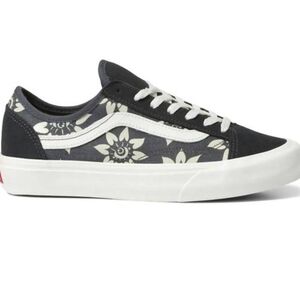 Vans Black and White Floral Sneakers